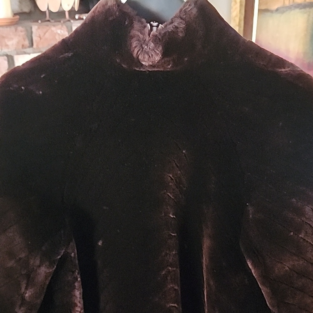 Vintage Pellicceria Canali Milano Dark Brown Mouton Lamb Fur Coat Italy - Picture 7 of 14